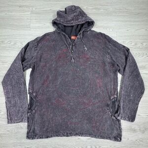 Yak n Yeti Mens Hoodie L/XL Stone Wash Cotton Graphic Pullover Purple Gray